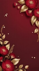 Luxurious Burgundy Floral Design with Gold Accents