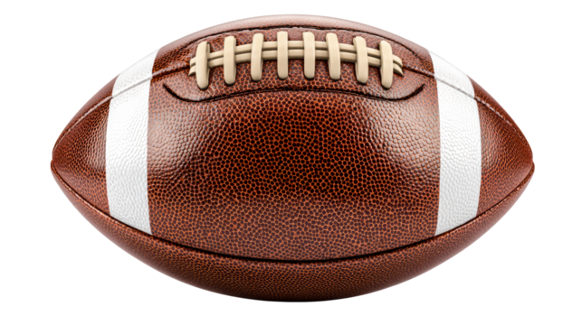 American Football ball textured surface isolated on white - Powered by Adobe