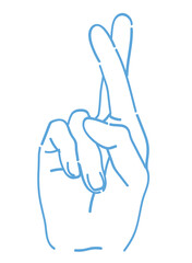 手のジェスチャーのイラスト。グッドラック。ベクターイラスト素材。