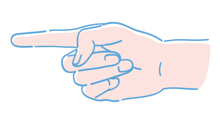 手のジェスチャーのイラスト。指差し。ベクターイラスト素材。