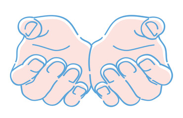 手のジェスチャーのイラスト。カップの形。ベクターイラスト素材。