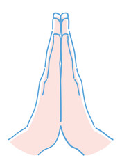 手のジェスチャーのイラスト。手をあわせる。ベクターイラスト素材。