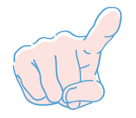 手のジェスチャーのイラスト。指差し。ベクターイラスト素材。