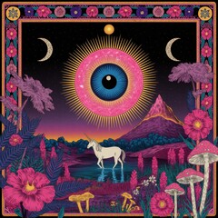 Celestial Eye in a Dreamlike Enchanted Landscape