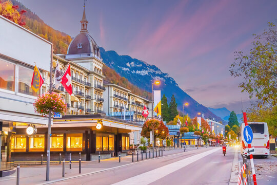 Interlaken city skyline, cityscape of Switzerland