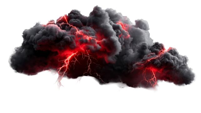 Dark storm cloud with internal red lightning strikes