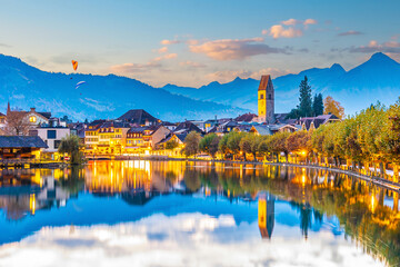 Fototapeta premium Interlaken city skyline, cityscape of Switzerland
