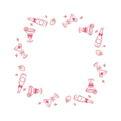 Round drink frame with cocktails and strawberries