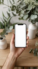 Hand-Emphasized Smartphone in Minimalist White Studio