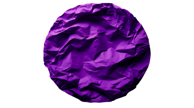 Crumpled Purple Paper Ball Isolated on White Background