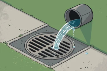 Gardinen Olive Close-up of a seepage drain outlet with a trickle of water.  © artvector