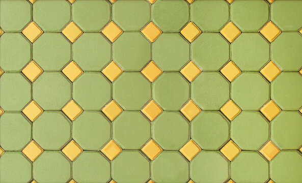 Hexagon and squares brick cement flooring