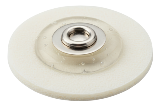 White felt polishing wheel attachment for a rotary tool isolated on a transparent background