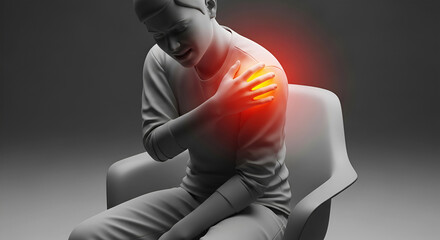 Person holding shoulder with glowing pain image