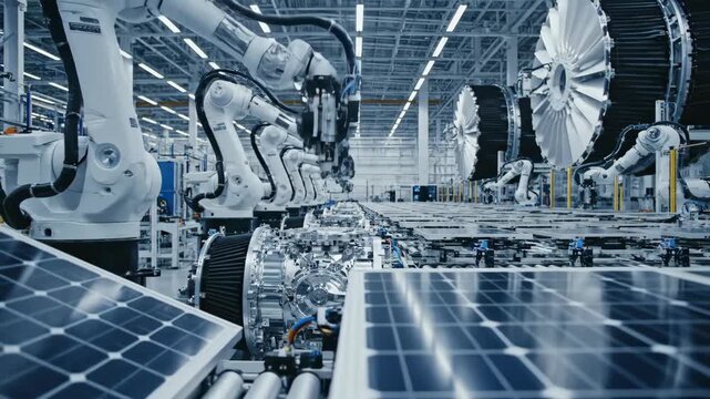 Automated assembly line utilizing robotic arms for complex component manufacturing