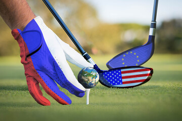 Plays golf. Russia is provoking the United States and the European Union into World War III.  A symbol of the political situation in the world.
