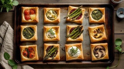 Top Down Rustic Puff Pastry Tart Assortment