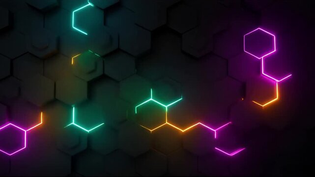 Abstract colorful technology background pattern featuring blue and green geometric hexagon structure vector illustration