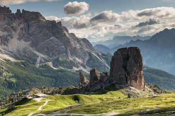 Hiking Trail Leading to Cinque Torri in the Italian Dolomites