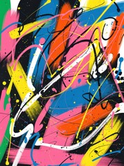 Vibrant Abstract Graffiti Explosion with Dynamic Brushwork