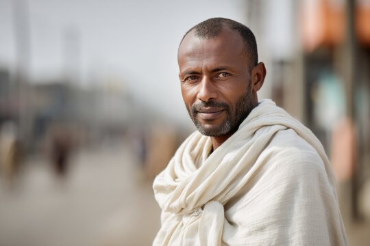 Ethiopian Man Wearing Traditional Gabi Portrait
