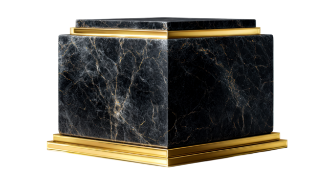 Luxury Black Marble Pedestal With Gold Accents