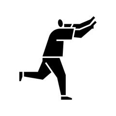 Running scared gesture glyph icon. fear gesture illustration.