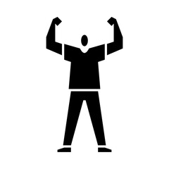 strong gesture glyph icon. strong man illustration.