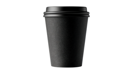Black disposable coffee cup with textured surface