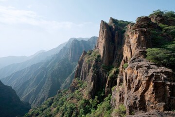 Naklejka premium Mountain Terraces with Wide Open Sky 
