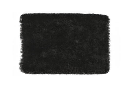 Dark chalkboard rectangular surface with rough texture and blank space for text on transparent background