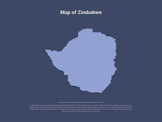Map of Zimbabwe, minimalistic silhouette in soft blue on dark background