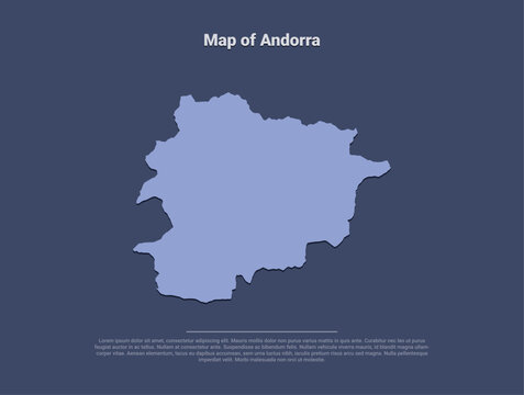 Map of Andorra, minimalistic silhouette in soft blue on dark background