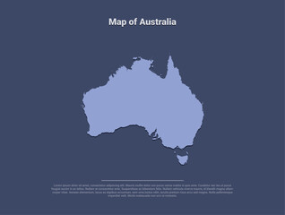 Map of Australia, minimalistic silhouette in soft blue on dark background