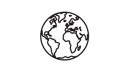 Earth globe icon simple line art illustration for geography environment and international concepts isolated on white