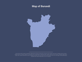 Map of Burundi, minimalistic silhouette in soft blue on dark background