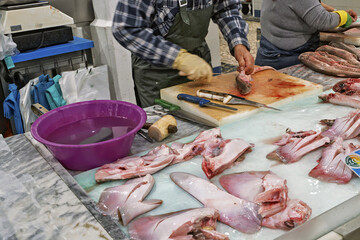 Fish Market Scene Showing Two