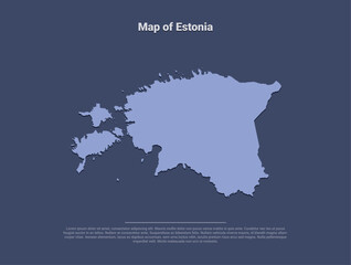 Map of Estonia, minimalistic silhouette in soft blue on dark background