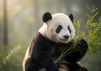 panda eating bamboo