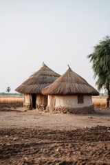 Beninese Rural Village Architecture Scene
