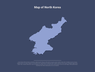 Fototapeta premium Map of North Korea, minimalistic silhouette in soft blue on dark background