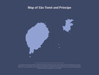 Map of S&atilde;o Tom&eacute; and Pr&iacute;ncipe, minimalistic silhouette in soft blue on dark background