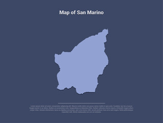 Map of San Marino, minimalistic silhouette in soft blue on dark background