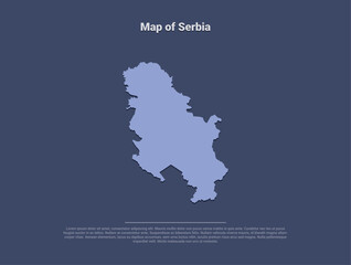 Map of Serbia, minimalistic silhouette in soft blue on dark background