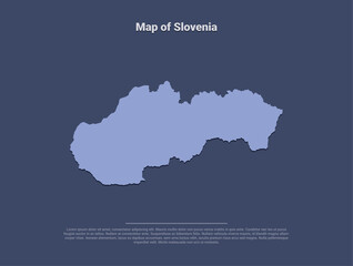 Map of Slovenia, minimalistic silhouette in soft blue on dark background