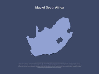 Map of South Africa, minimalistic silhouette in soft blue on dark background