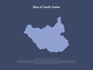 Map of South Sudan, minimalistic silhouette in soft blue on dark background