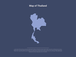 Map of Thailand, minimalistic silhouette in soft blue on dark background