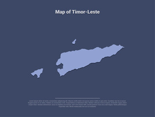 Map of Timor Leste, minimalistic silhouette in soft blue on dark background