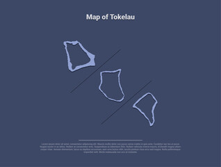 Map of Tokelau, minimalistic silhouette in soft blue on dark background